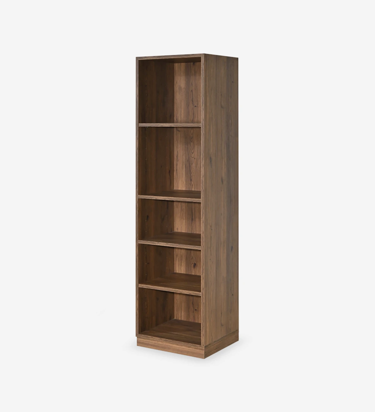 Low bookcase in aged oak, with removable shelves.