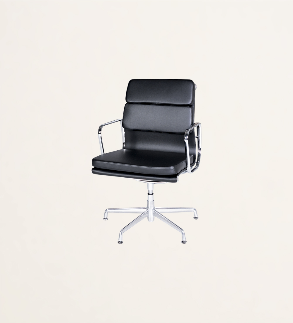 Chaise de Bureau pivotante, recouverte de cuir écologique noir.