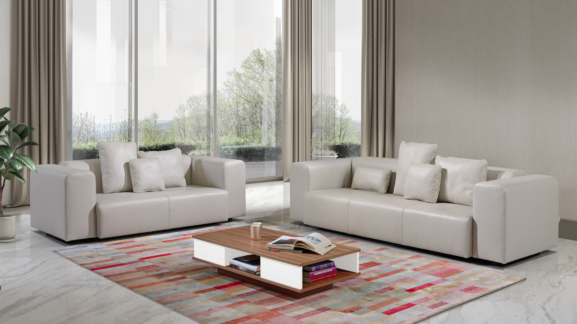 Sofá Dubai 3 lugares, estofado a ecopele Antarte Mobiliário e