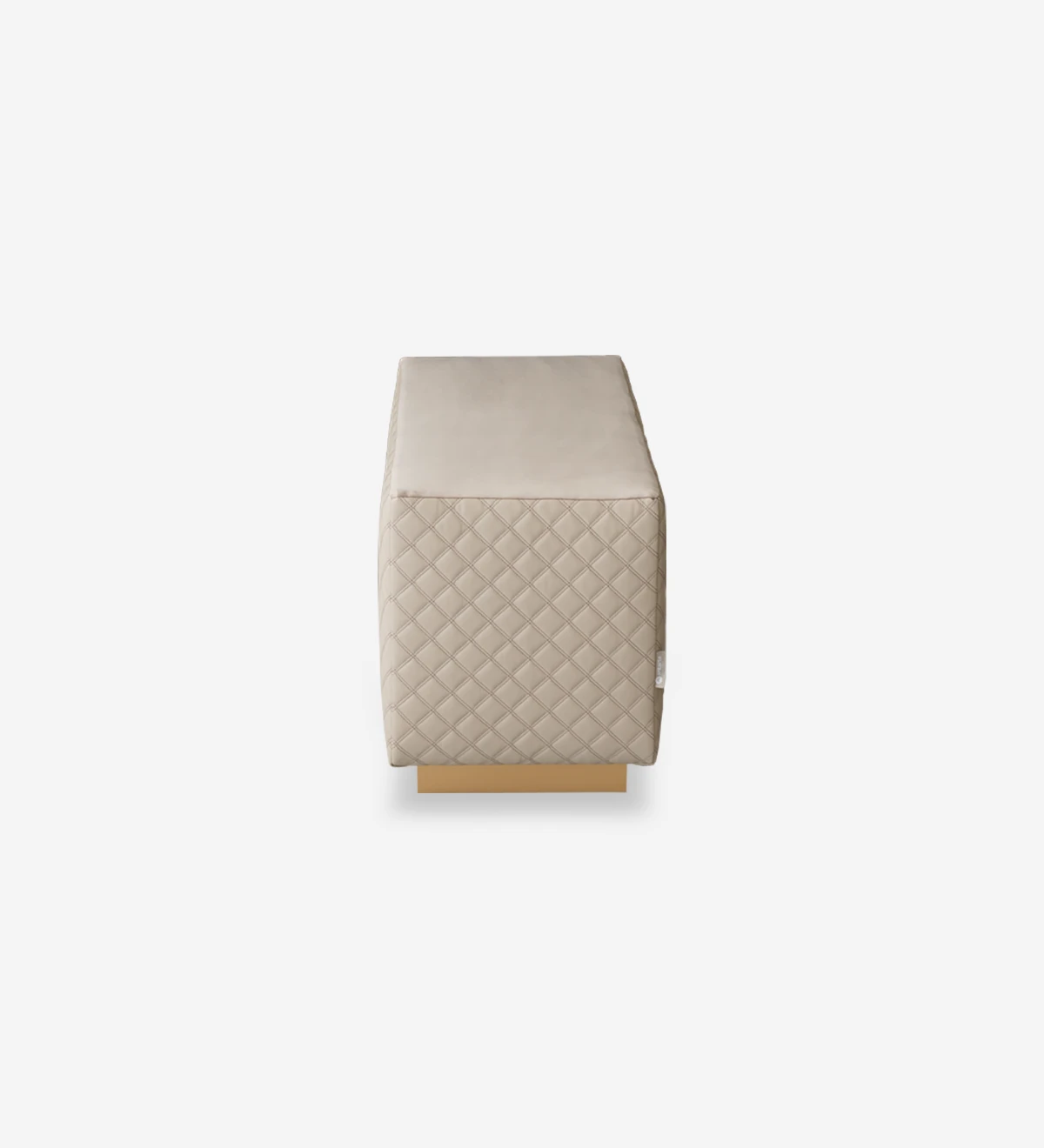 Stool upholstered in fabric and golden footer.