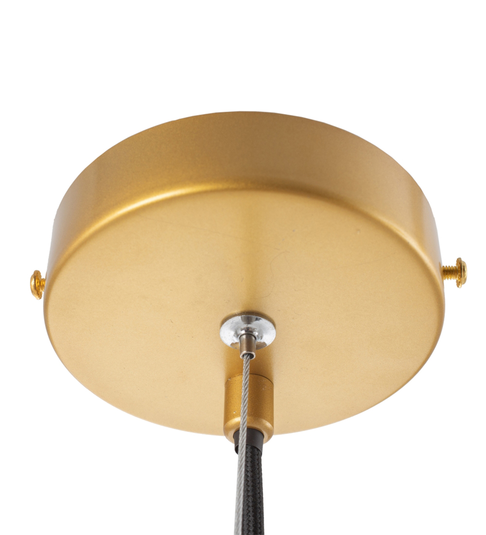 Lámpara de techo suspendida en metal dorado y cristal