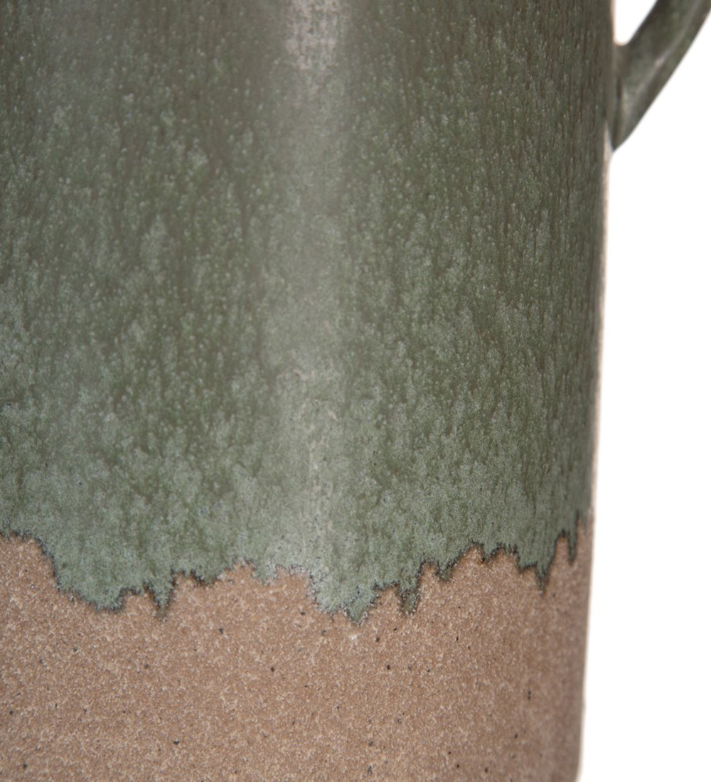 Jarrón de cerámica en verde y crema