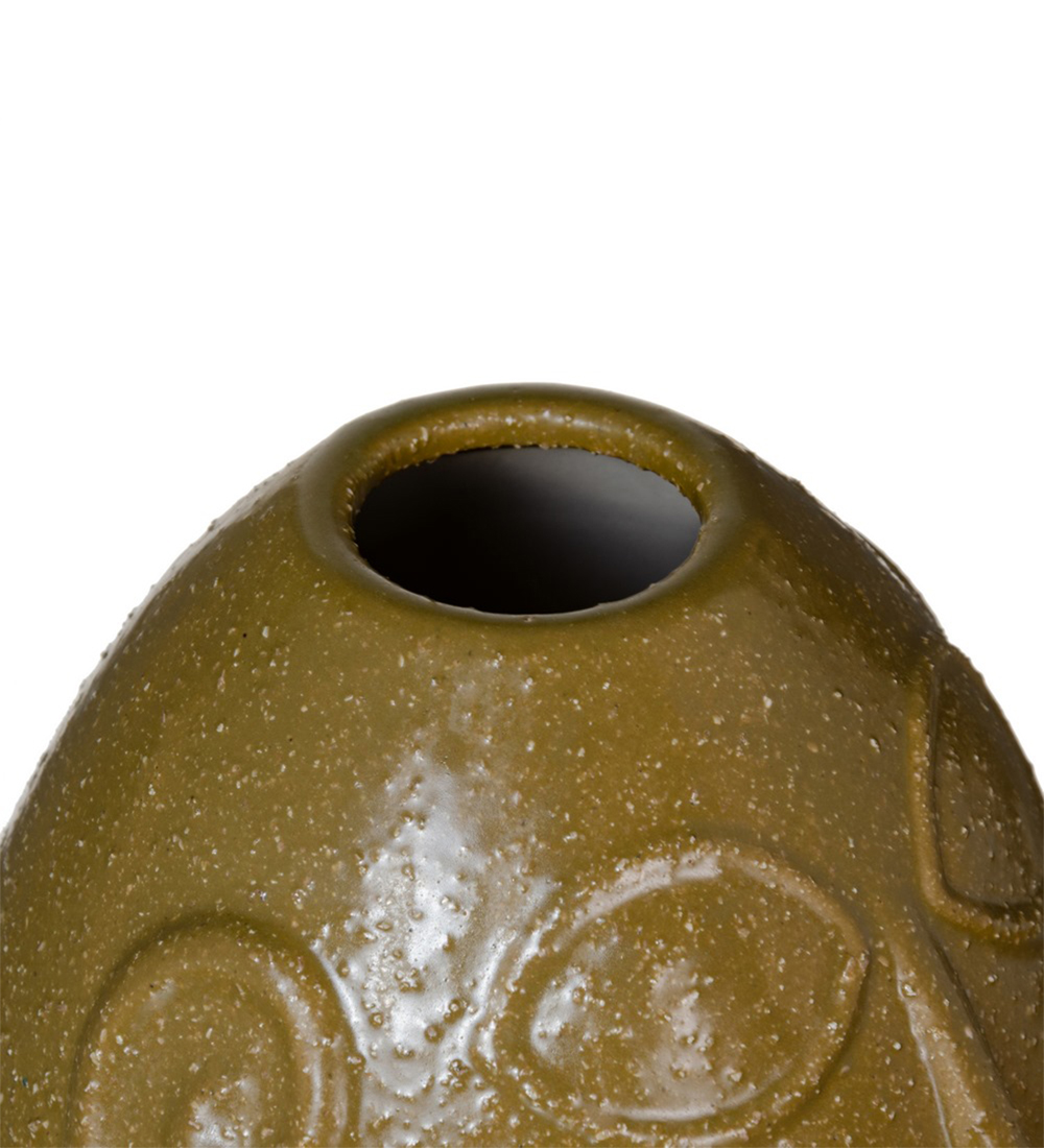 Ceramic vase in olive green