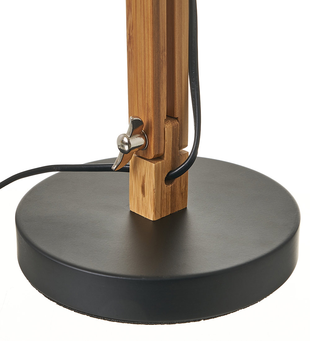 Lámpara de escritorio en metal negro y bambú