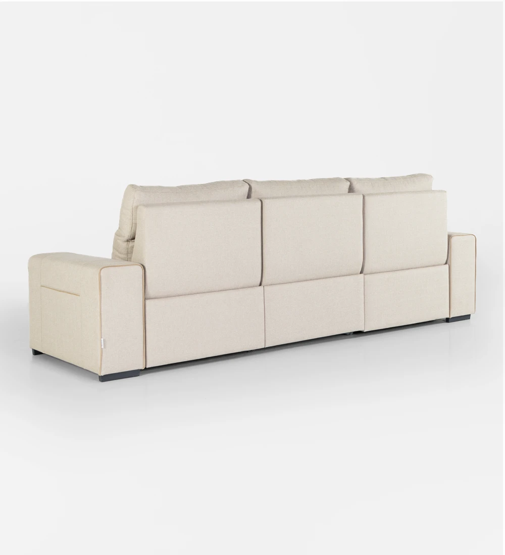 3 seater, fabric upholstered, with relax system on the two side seats.