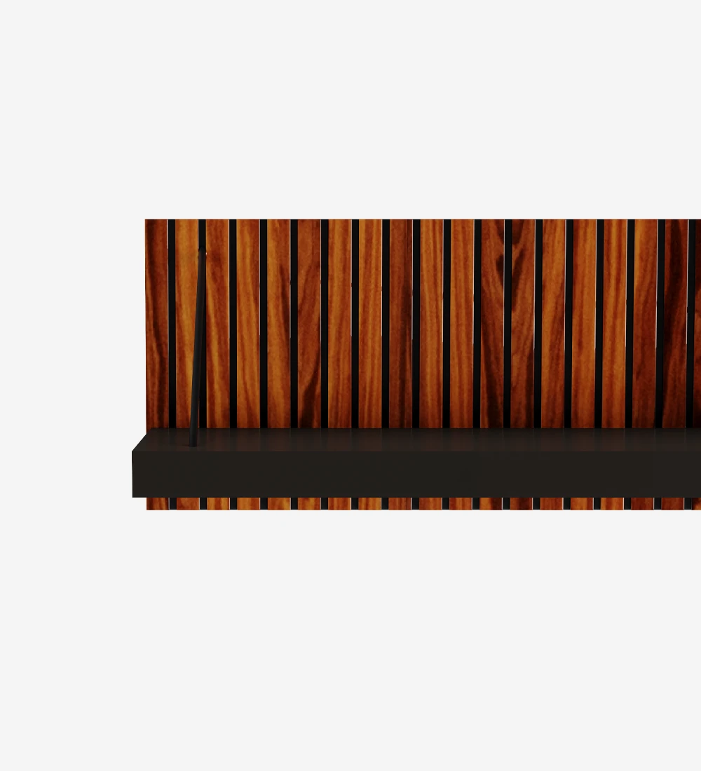 Shelf in black, with structure in high gloss palissander with friezes and detail in black.