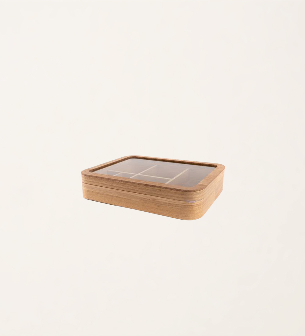 Rectangular bamboo jewelry box