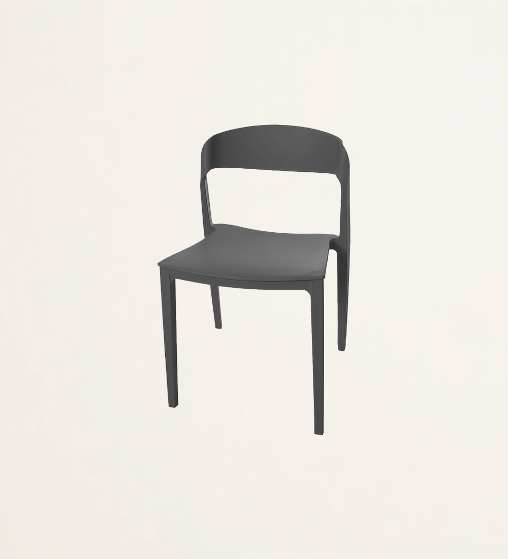 Stacking chair in dark gray.