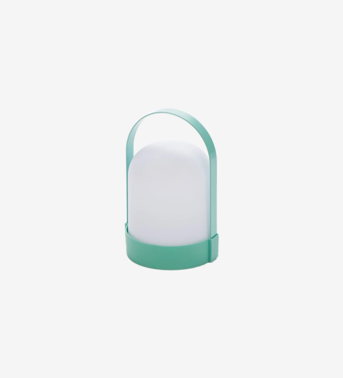  Battery-operated aqua green outdoor table lamp.