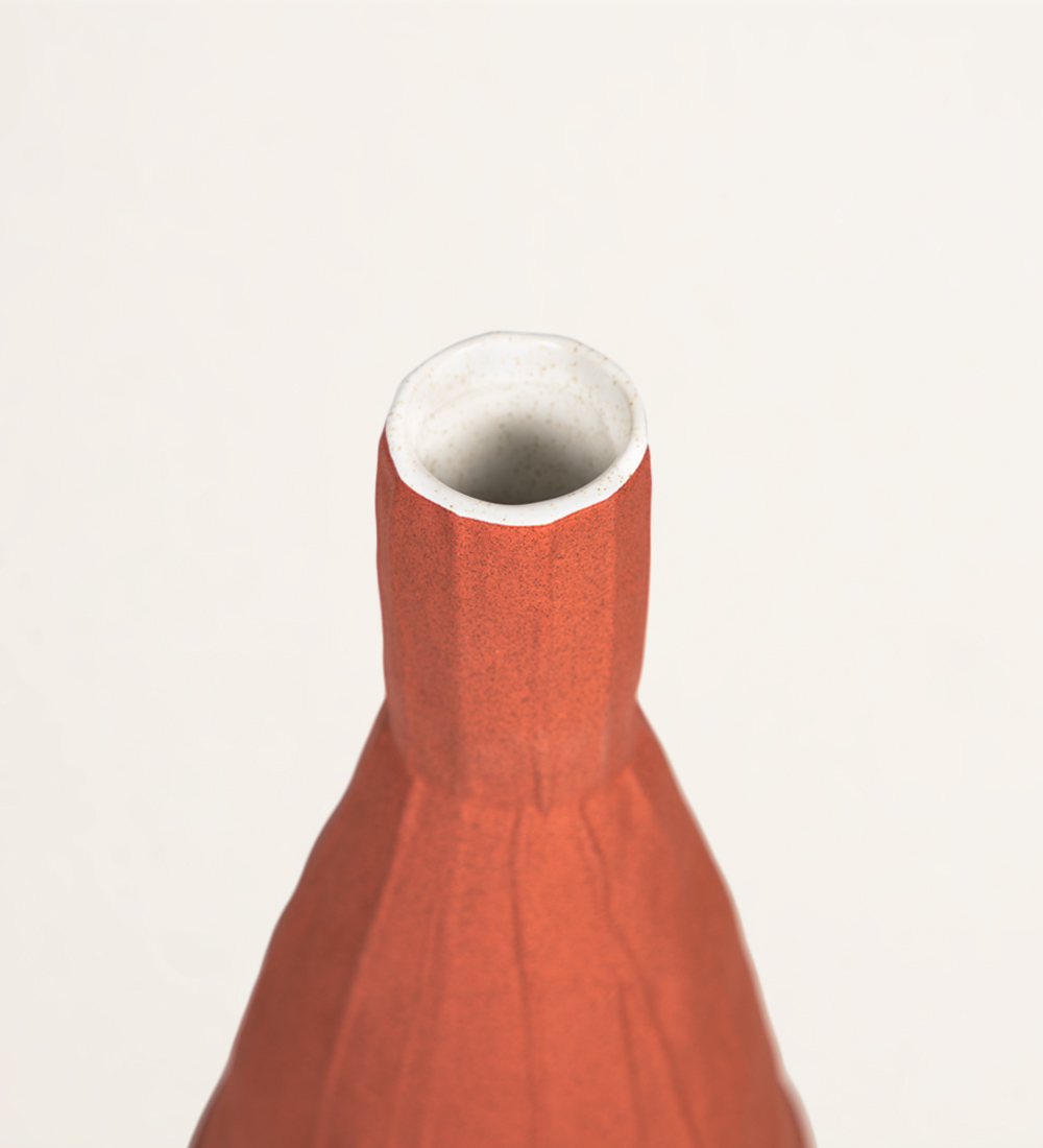 Brick color ceramic vase