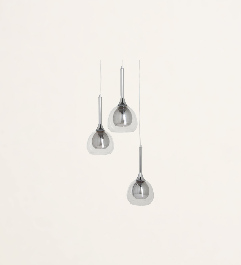 Suspended metal and glass ceiling lamp