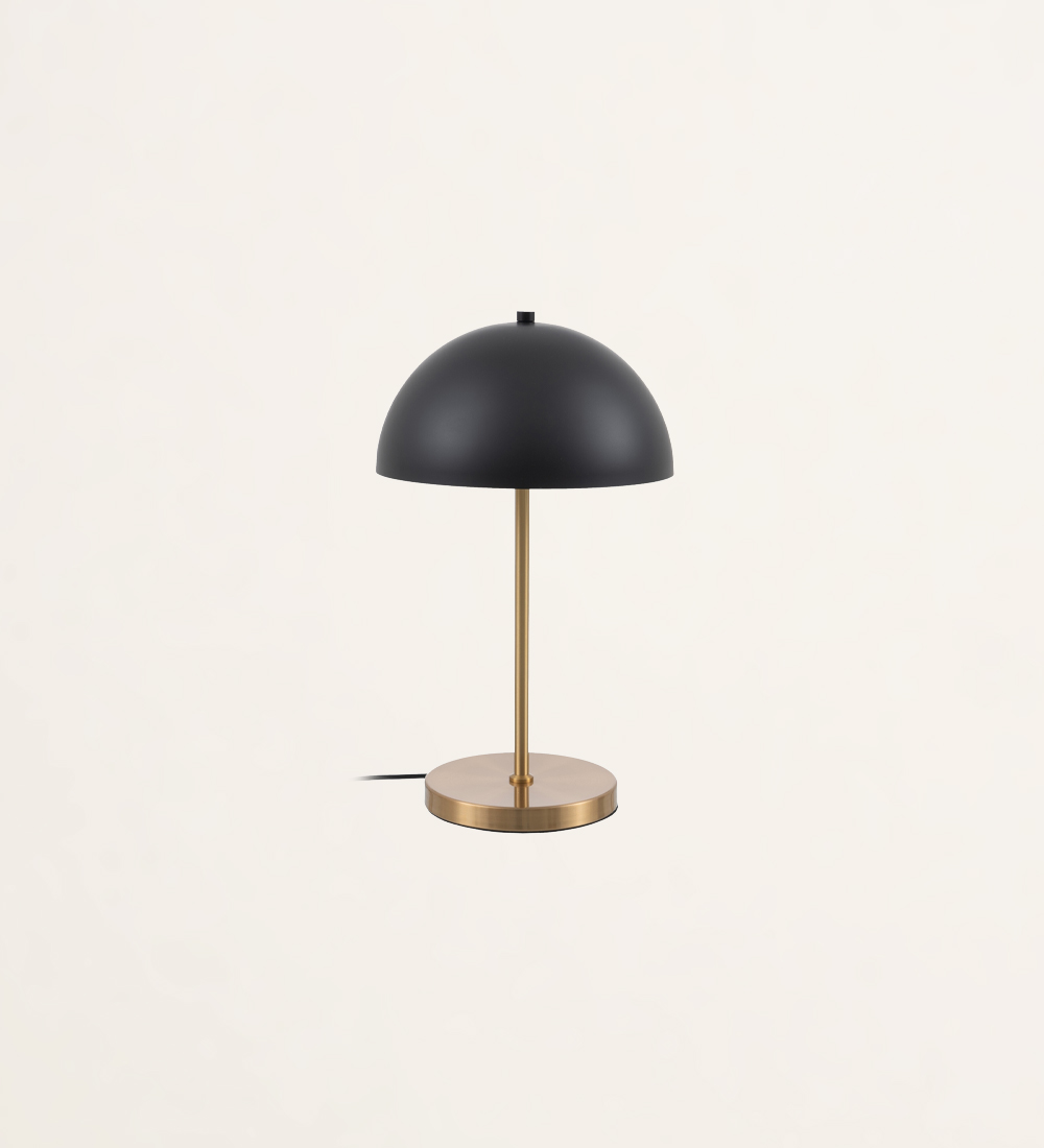 Lámpara de mesa vintage de metal negro y dorado