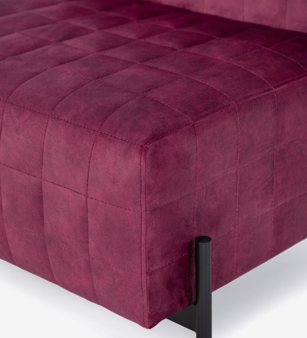 Maple upholstered in fabric with black lacquered metal feet.