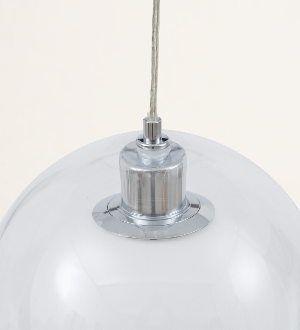 Suspended chrome and glass ceiling lamp