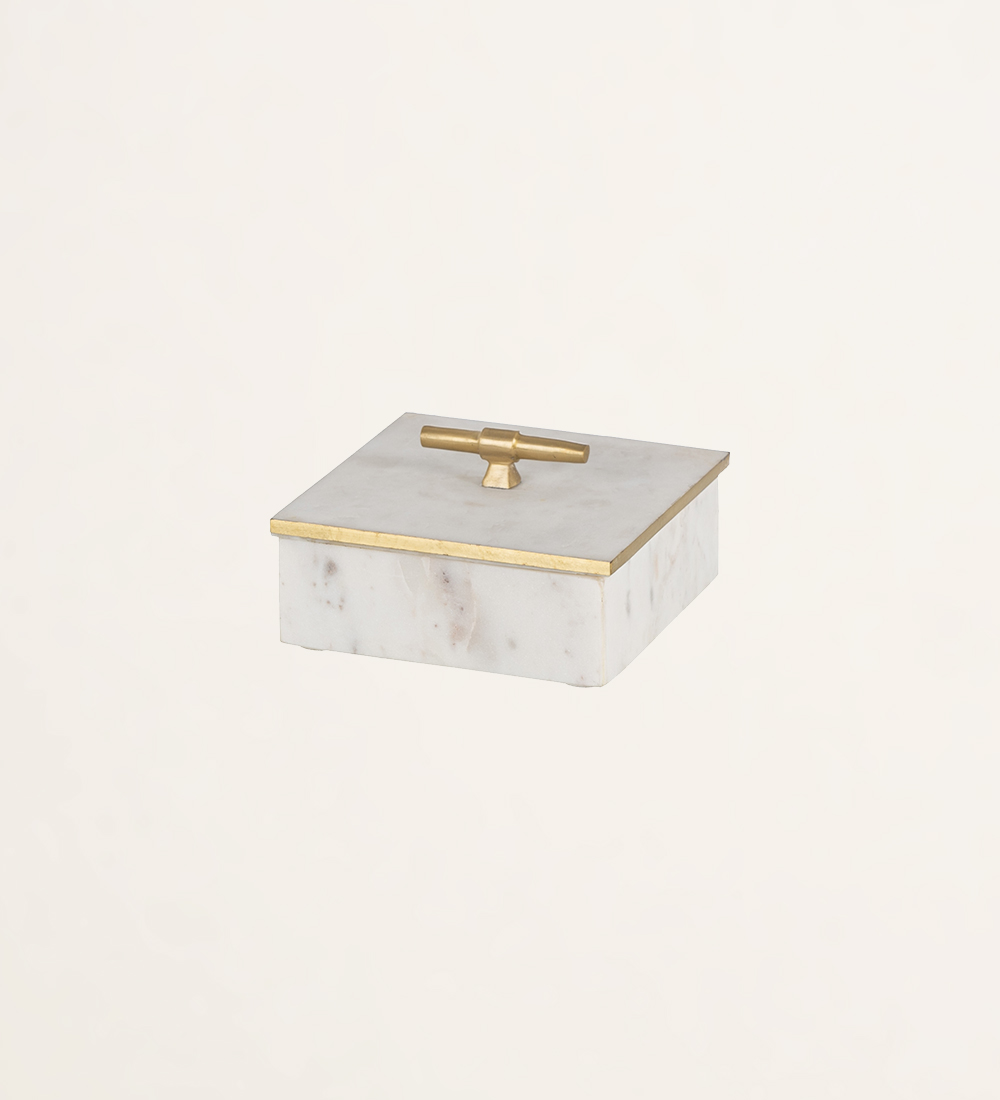 Boîte décorative en marbre avec détail doré