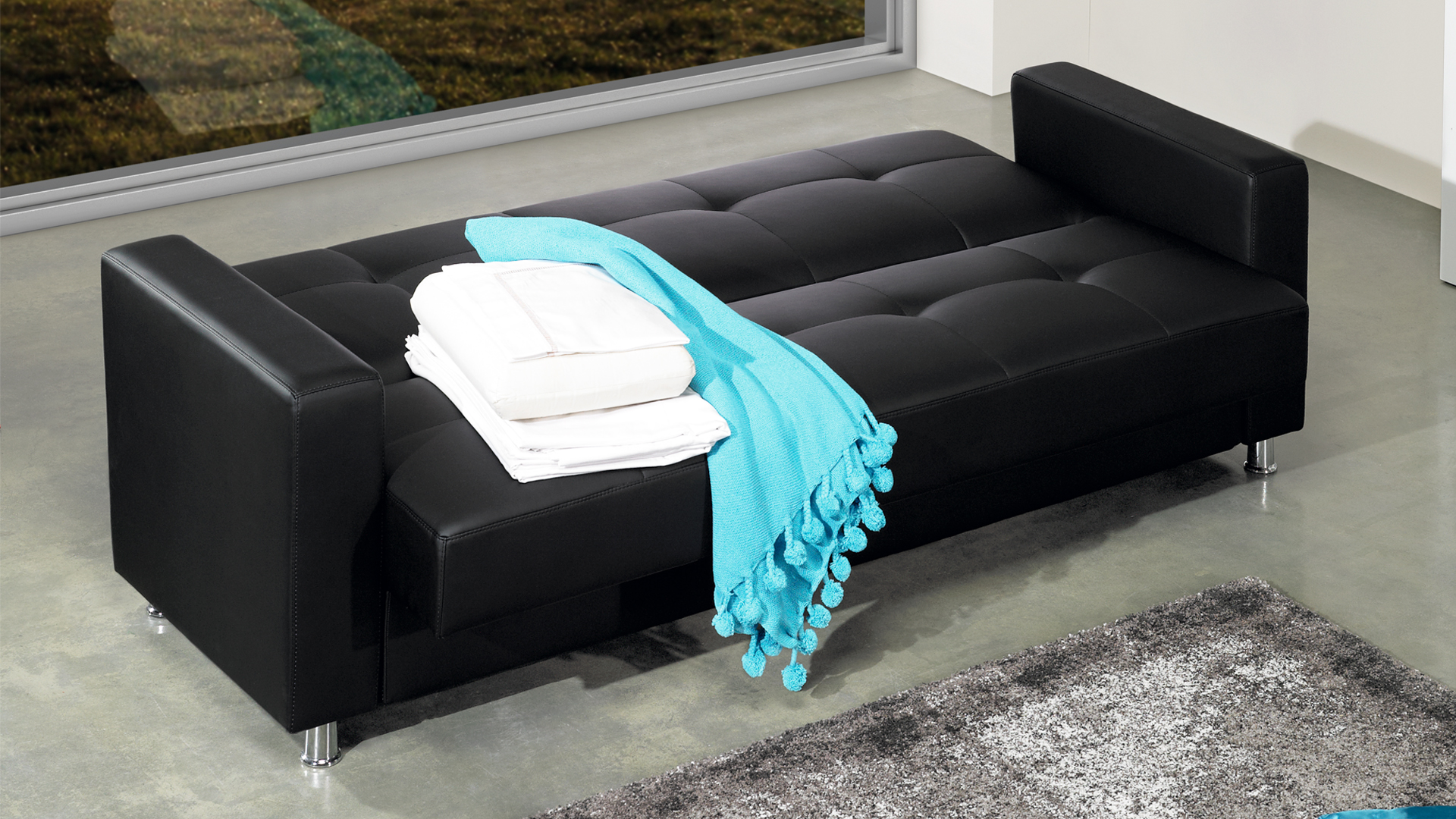 Sofá Cama Miami 3 lugares, estofado a ecopele Antarte Mobiliário e