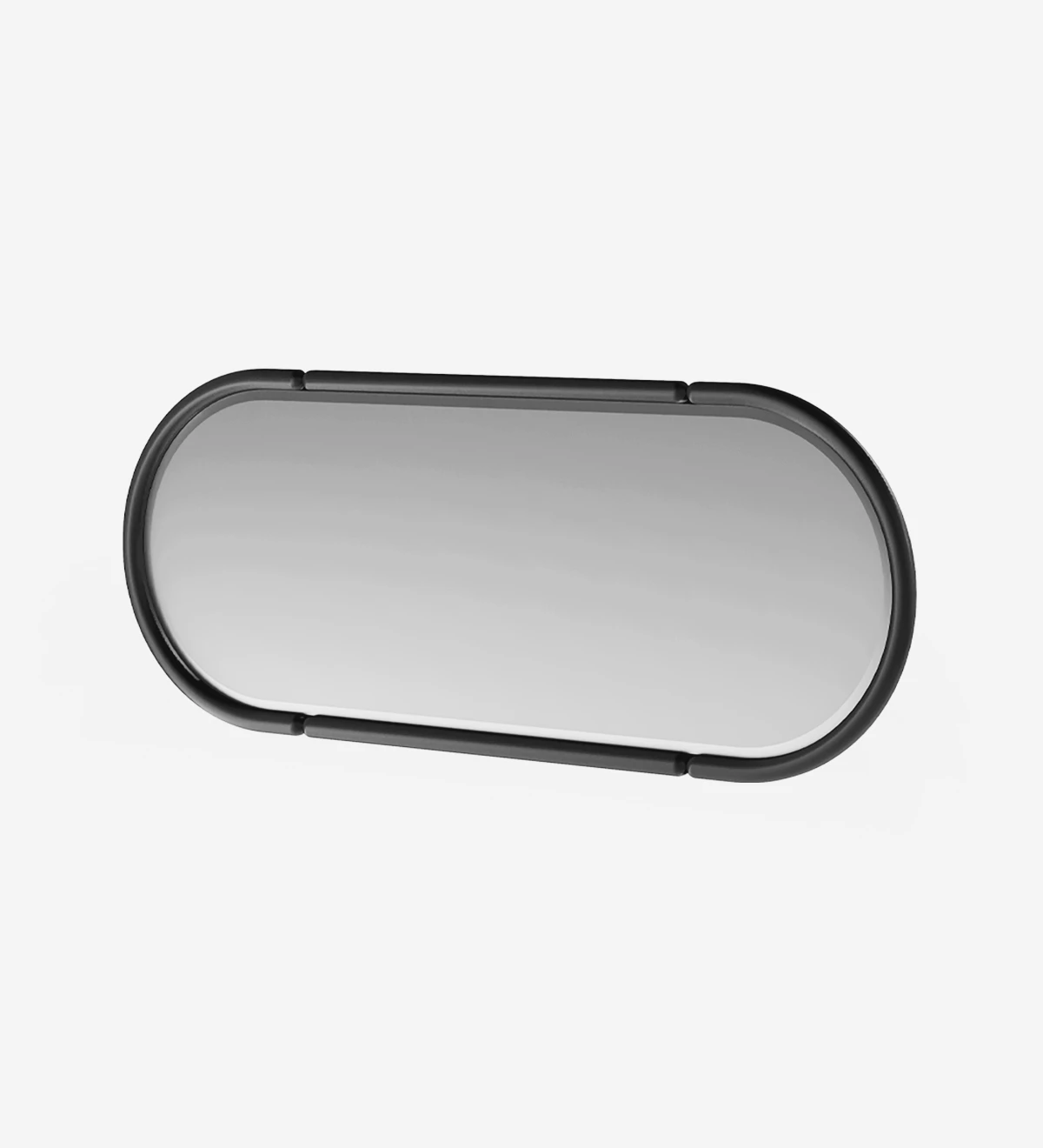 Black lacquered oval mirror