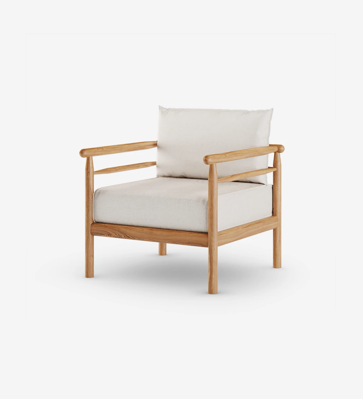 Maple with fabric upholstered cushions and natural wood frame