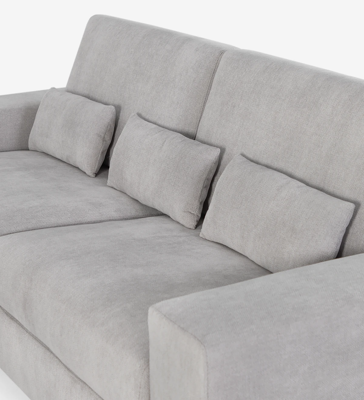 3 seater, upholstered in fabric.