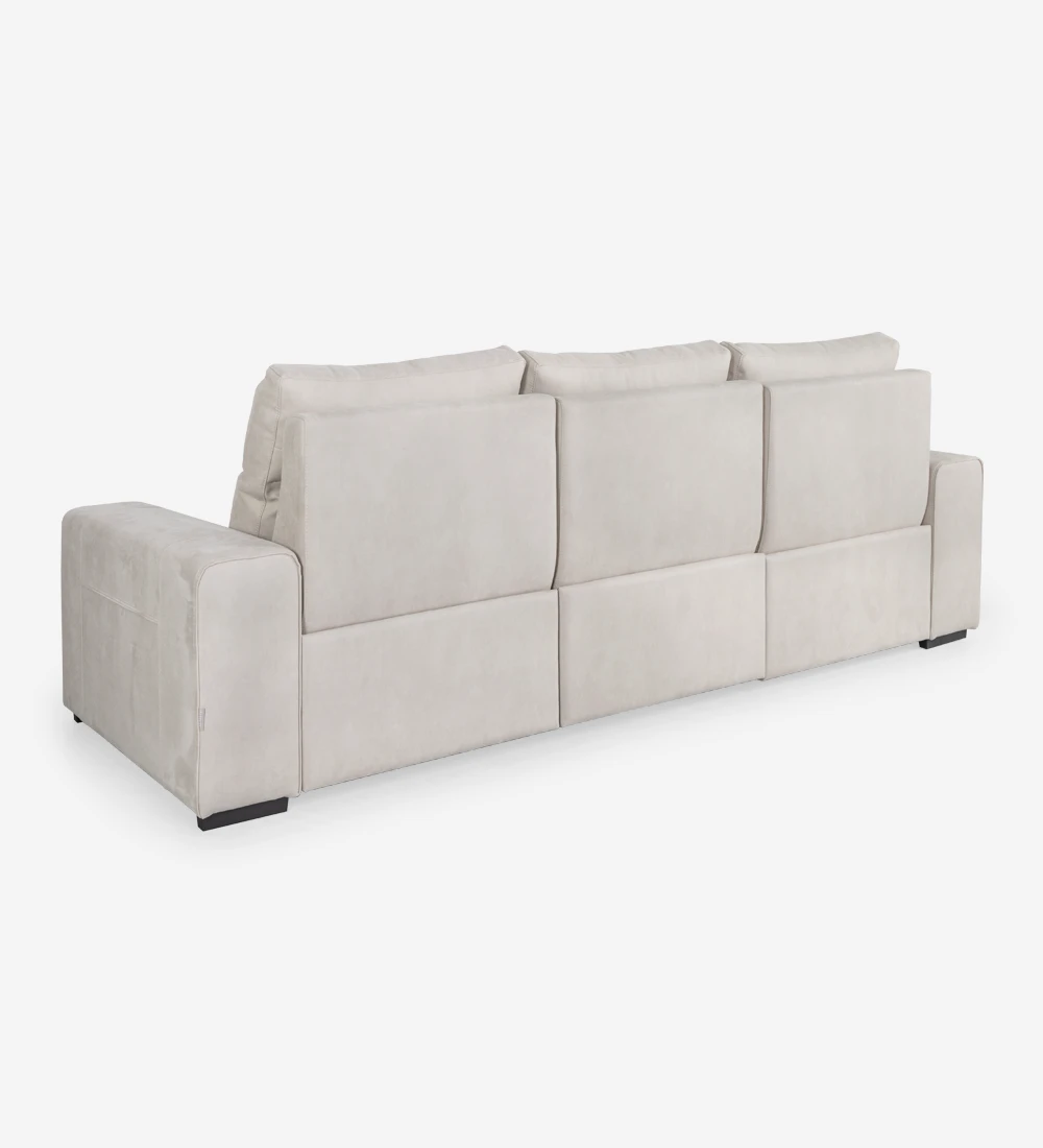 3 seater, fabric upholstered, with relax system on the two side seats.