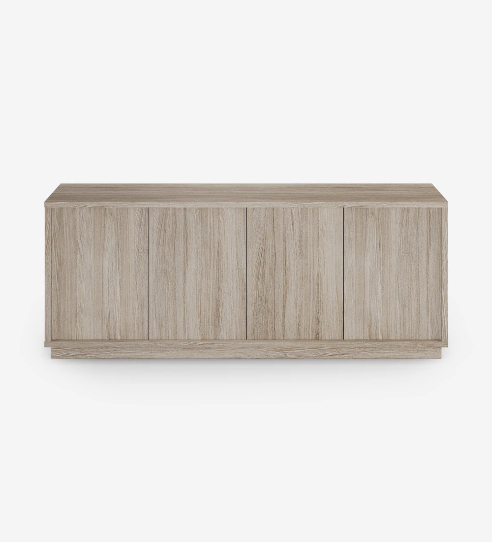 Sideboard with 4 doors, structure and baseboard in decapé oak.