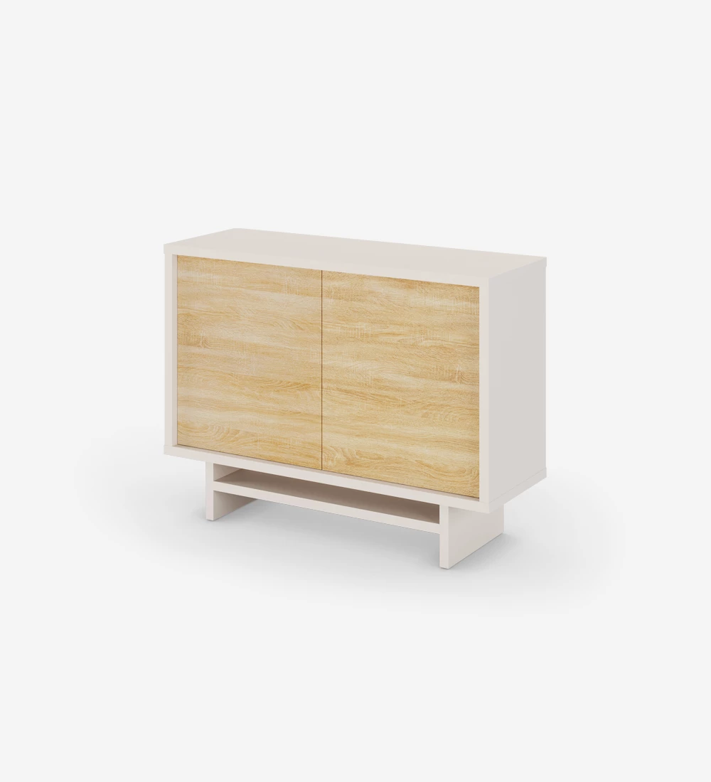 Shoes Cabinet with 2 doors in natural oak, with structure in pearl.