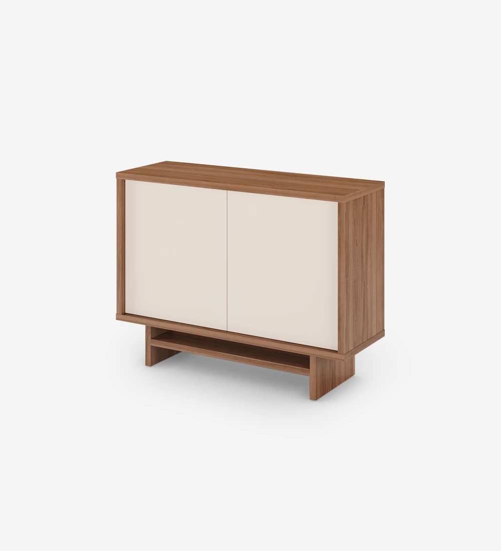 Shoes Cabinet with 2 doors in pearl, with structure in walnut.