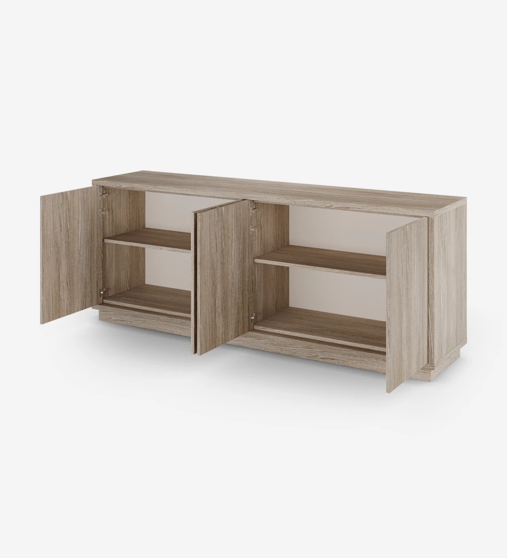 Sideboard with 4 doors, structure and baseboard in decapé oak.