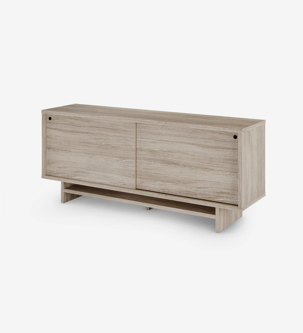 Sideboard with 2 sliding doors and structure in decapé oak.