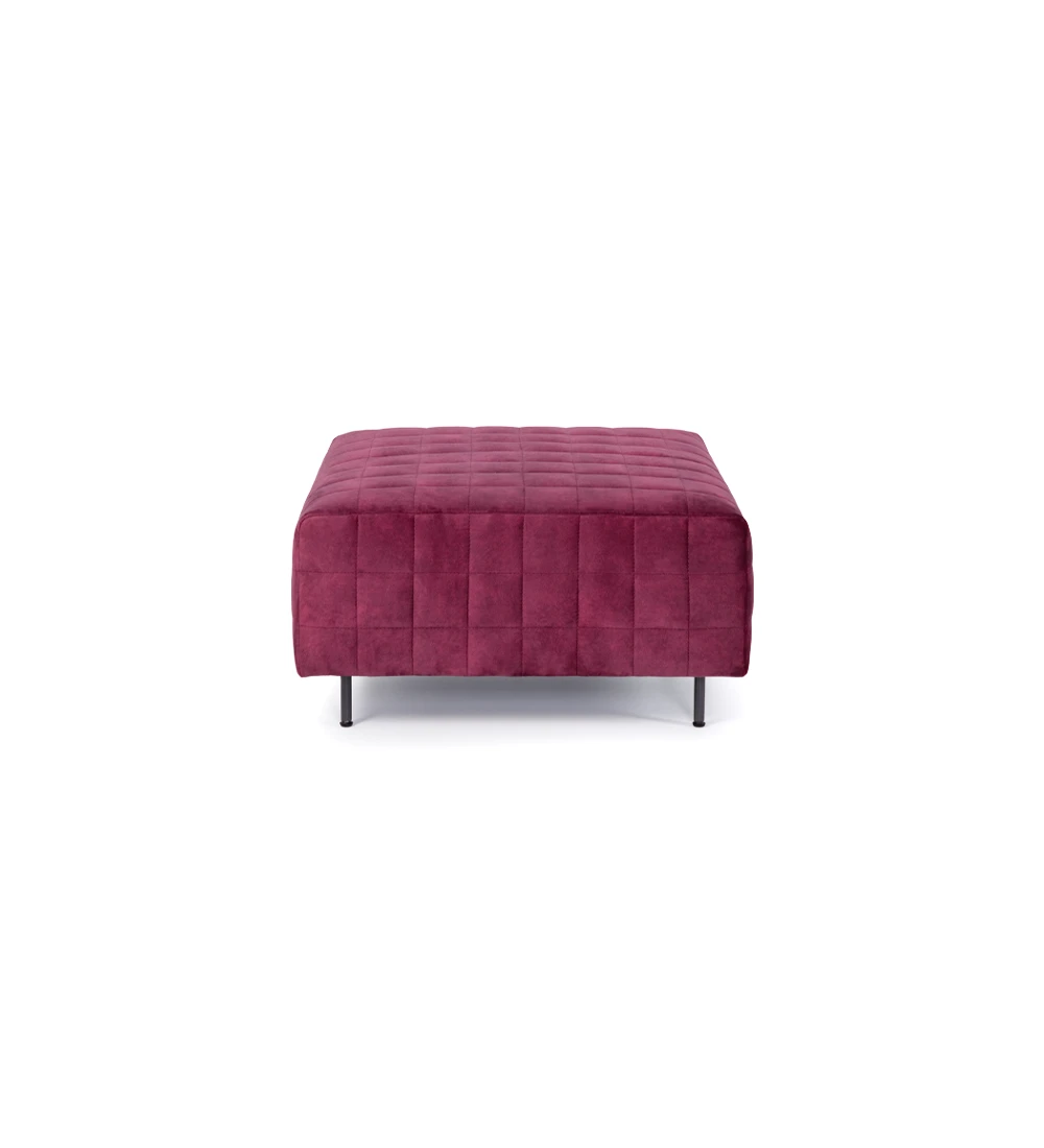 Puff upholstered in fabric, with black lacquered metal feet