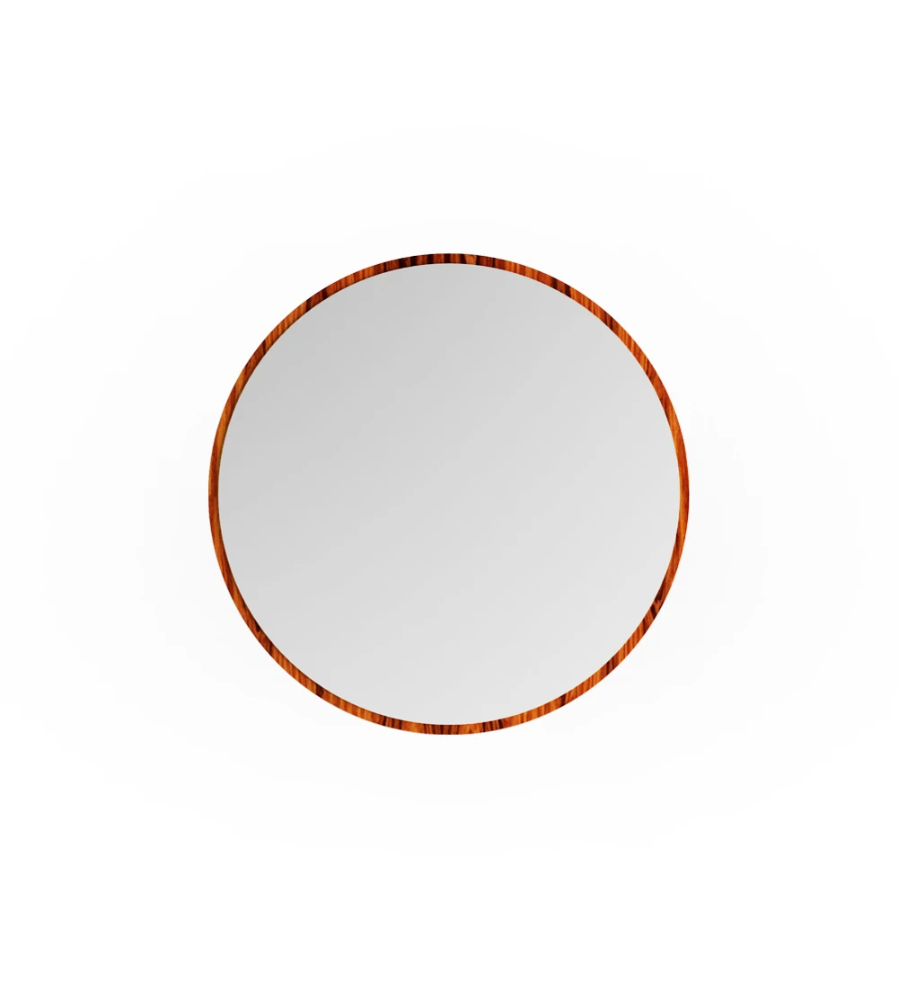 Round mirror with high gloss palisander frame