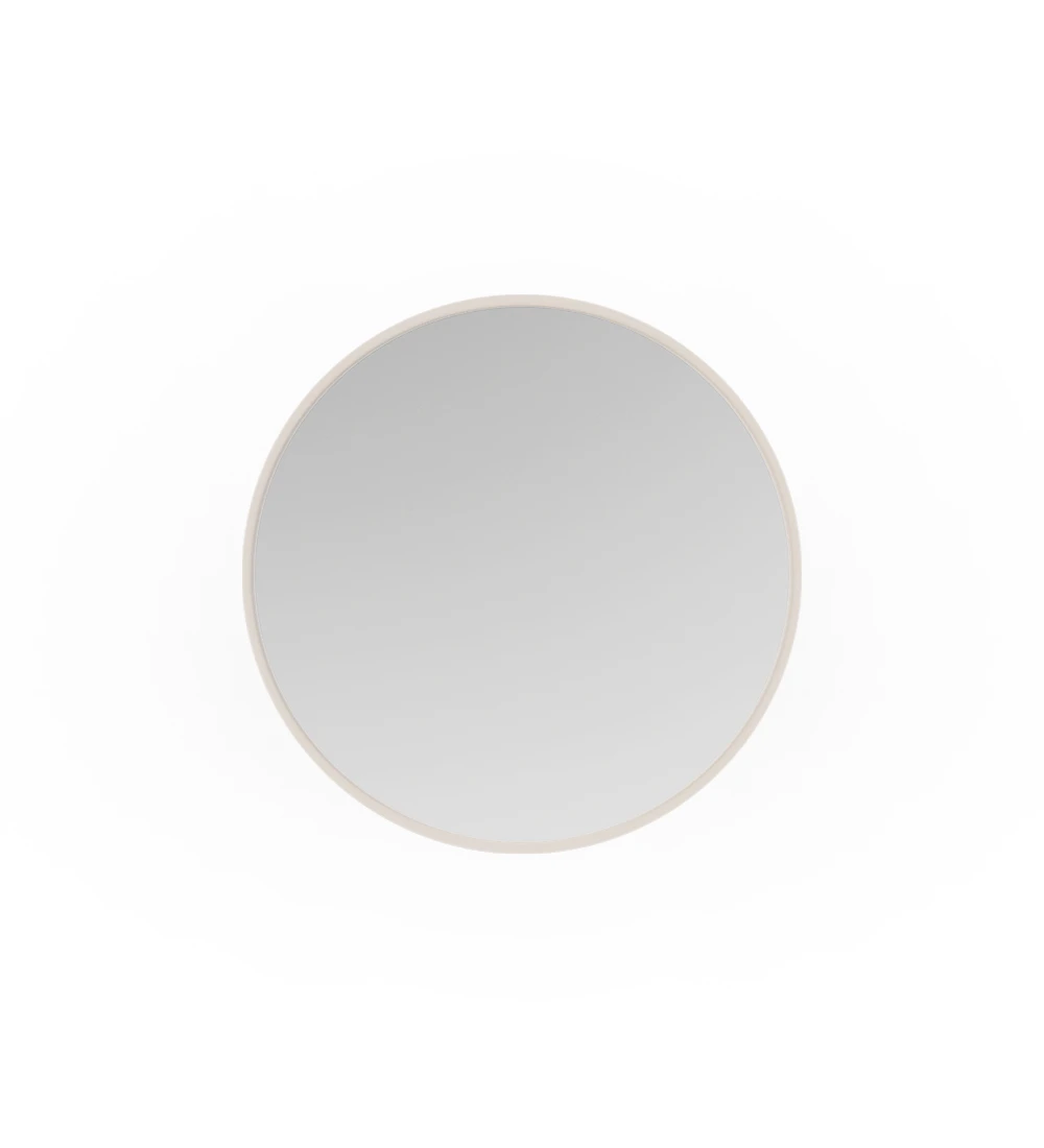 Miroir rond avec cadre laqué perle