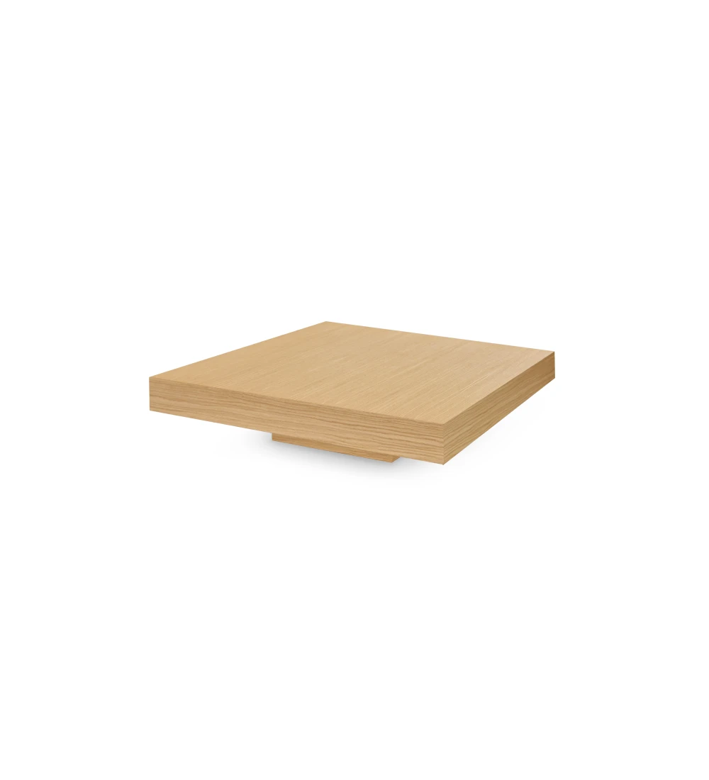 Table basse carrée en chêne naturel et table basse carrée avec 2 plateaux laqués en perle