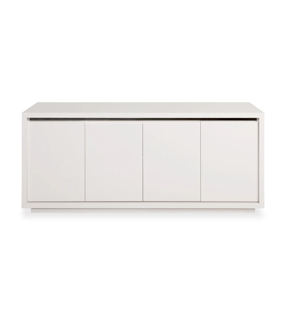 Sideboard with 4 doors, pearl lacquered, mirror detail.