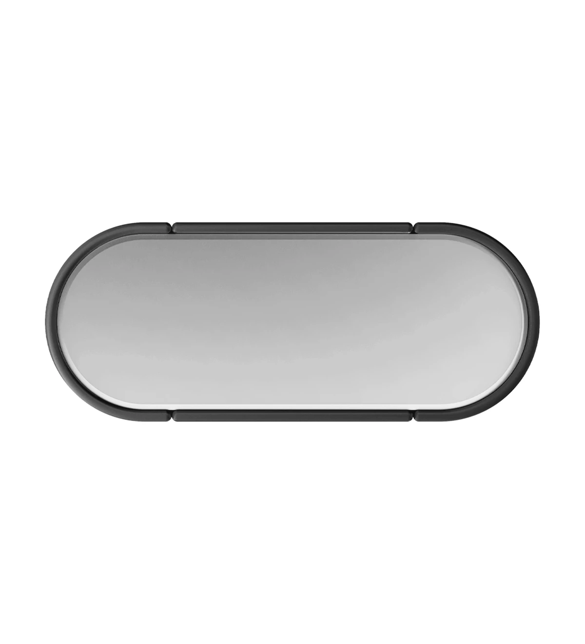 Black lacquered oval mirror