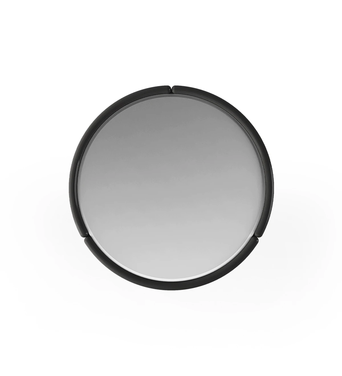Black lacquered round mirror