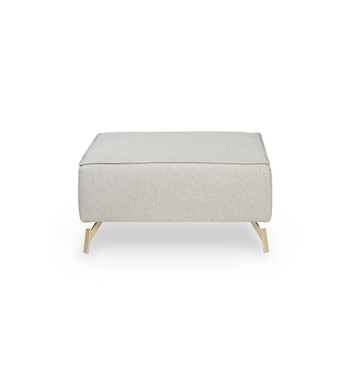 Upholstered in fabric, golden lacquered metal feet