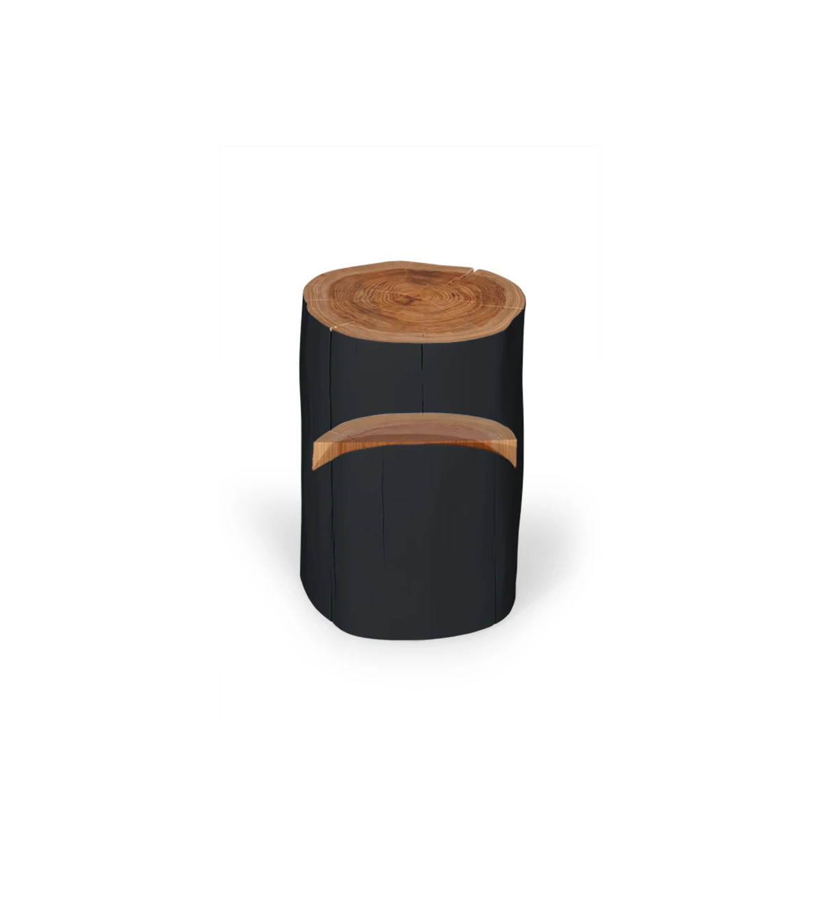 Bedside table in natural cryptomeria wood lacquered in black