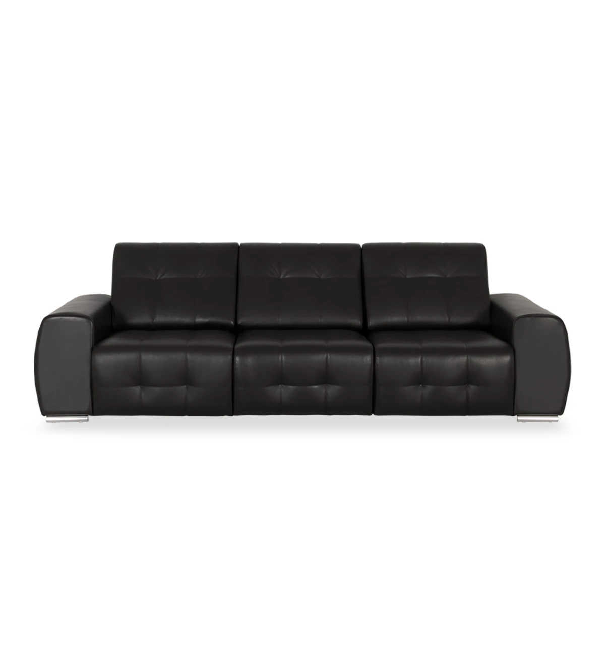 3 seater, upholstered in black eco-leather, with chrome legs.