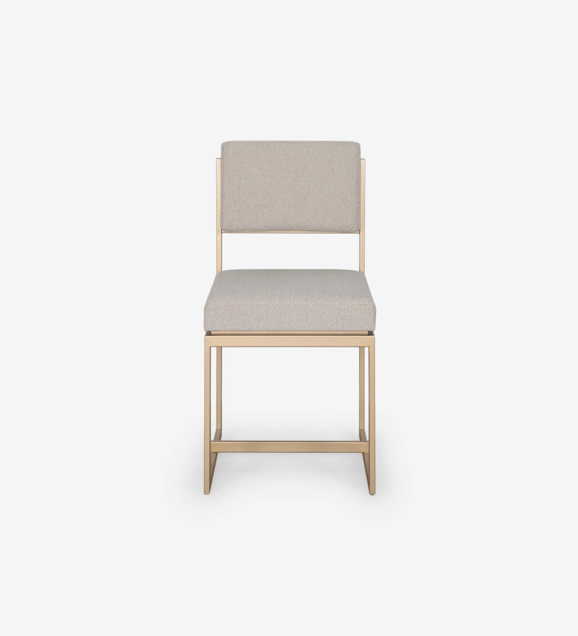Chaise avec assise et dossier recouverts de tissu, avec structure en métal laqué doré