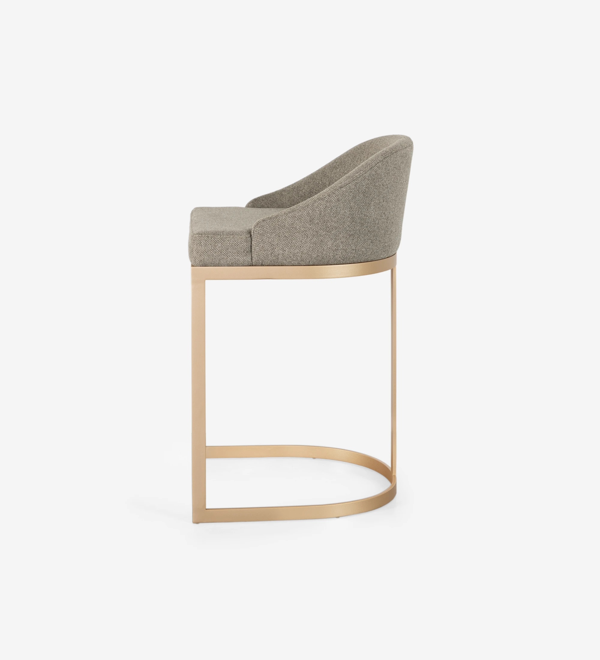 Stool with seat and back upholstered in fabric, with gold lacquered metal structure