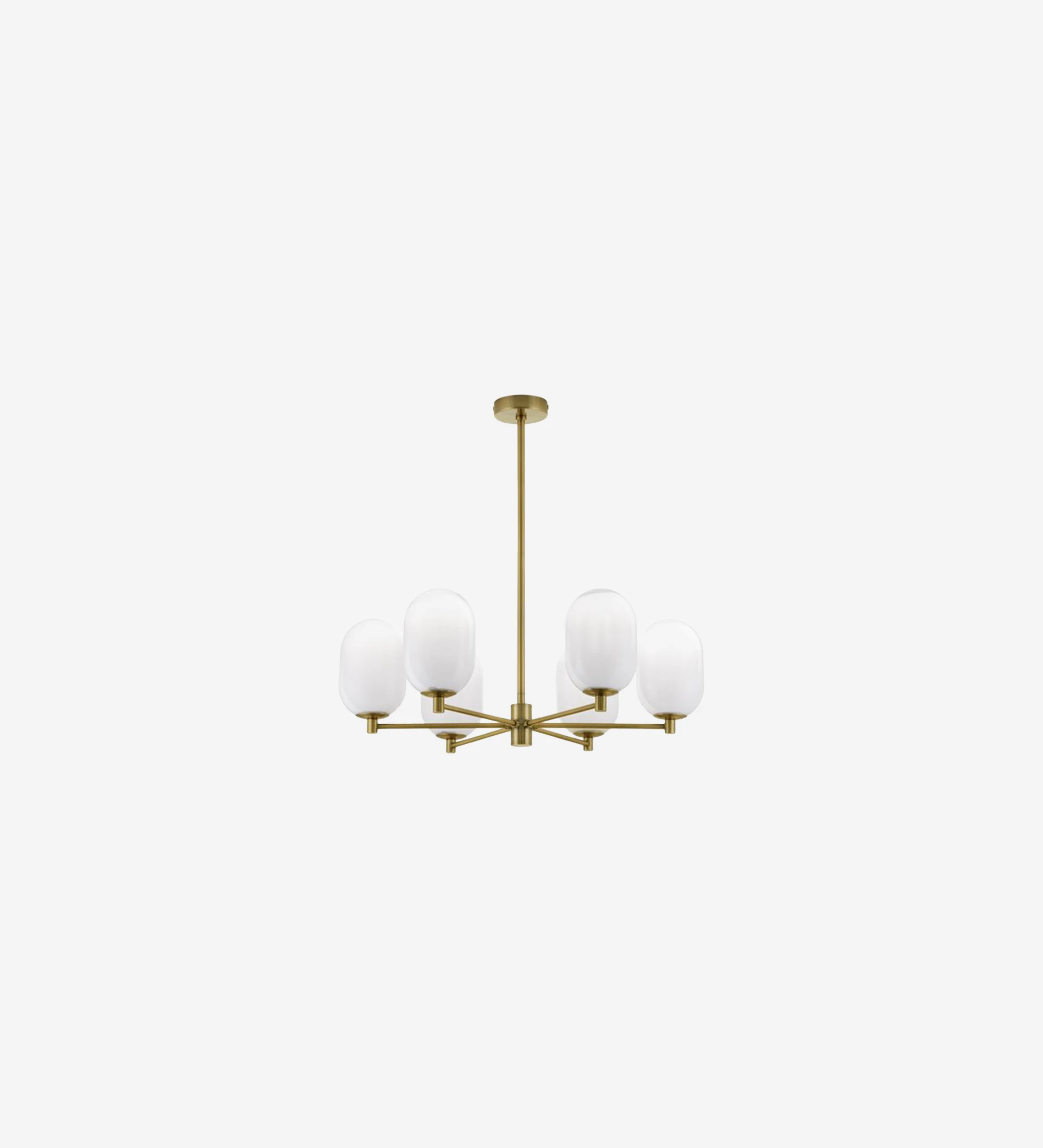  Suspension lamp in golden metal and frosted glass diffusers.