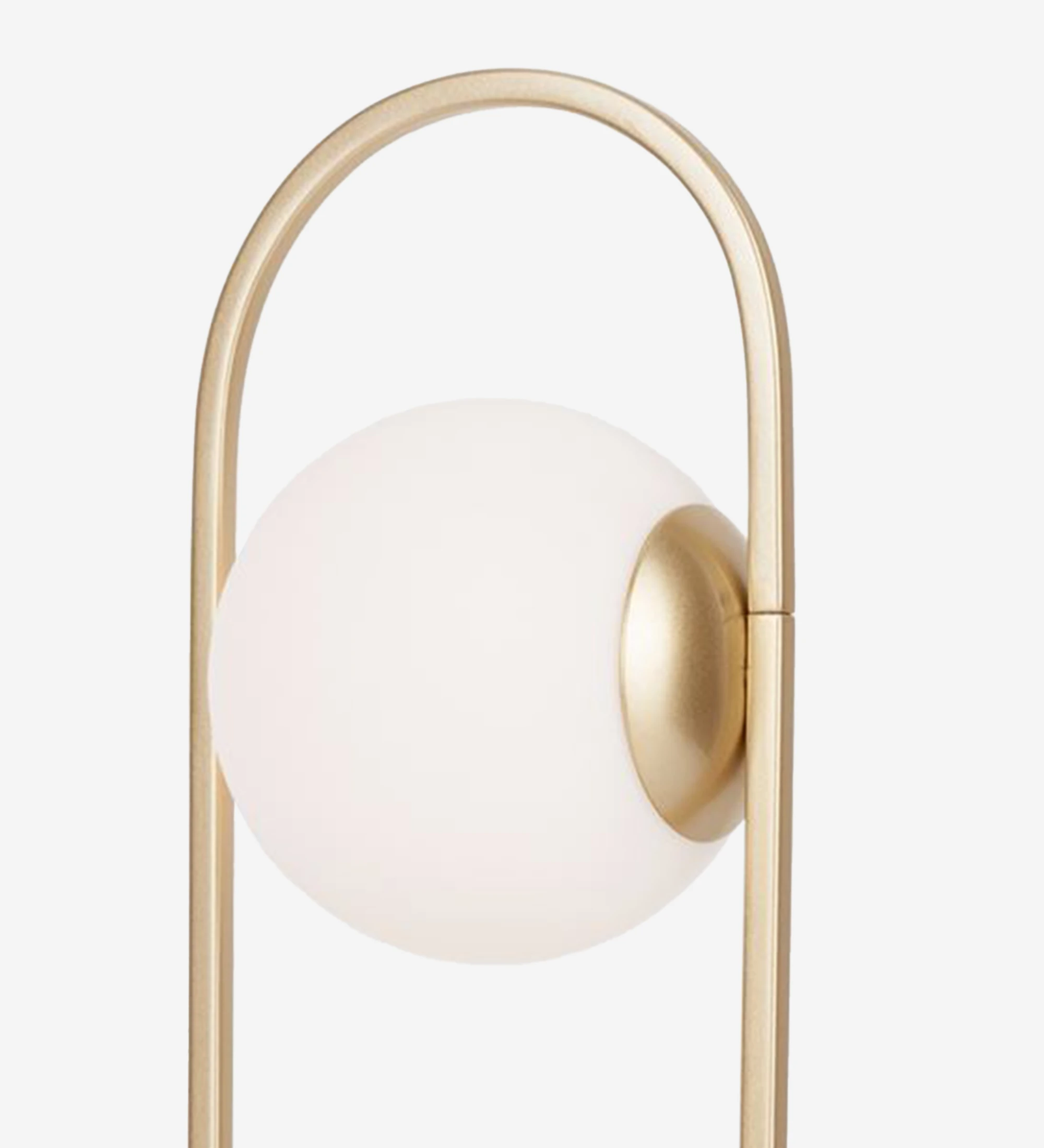 Table lamp in golden metal with opal glass diffuser.
