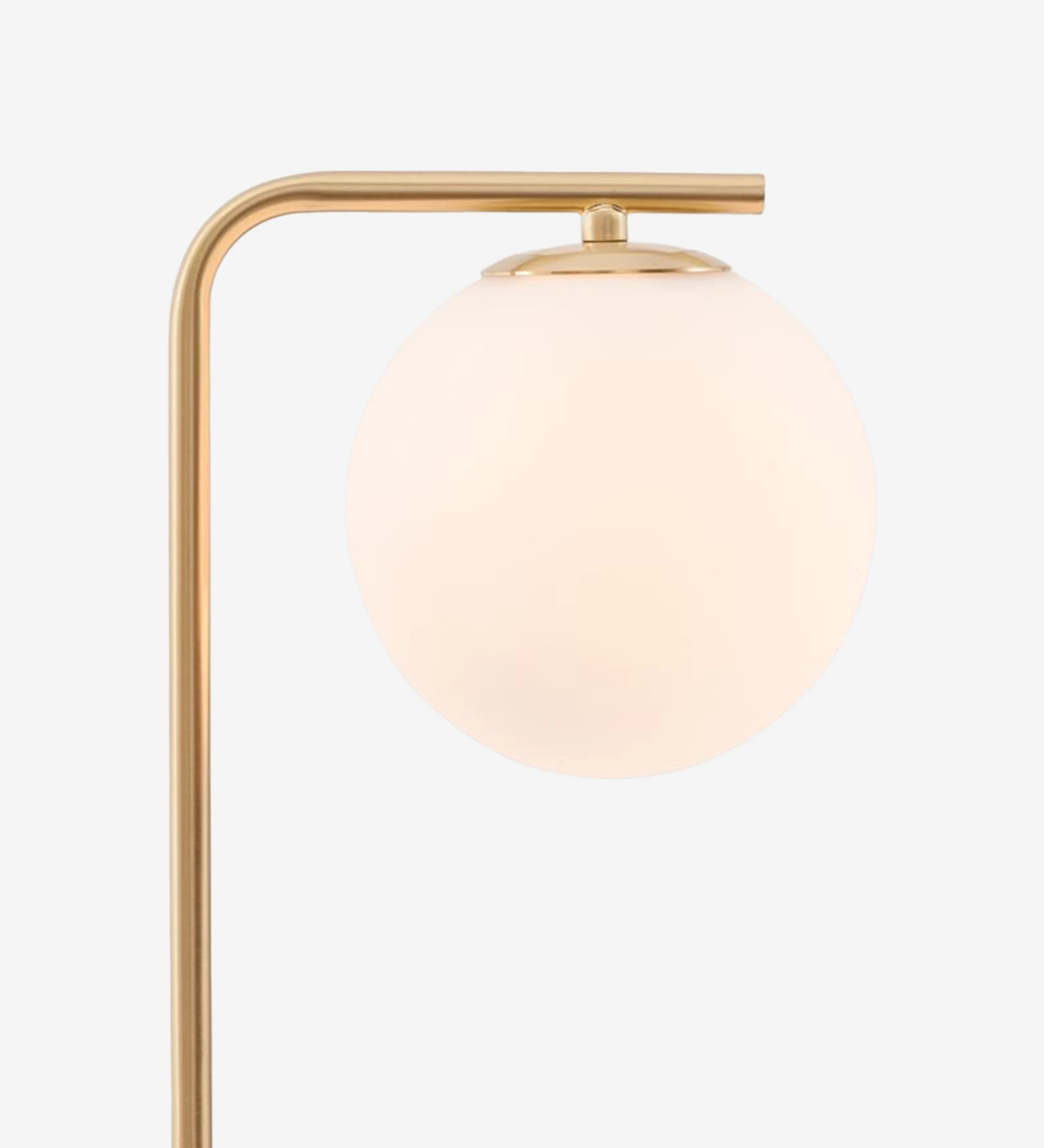  Table lamp with black marble base, golden metal structure and opal glass diffuser.