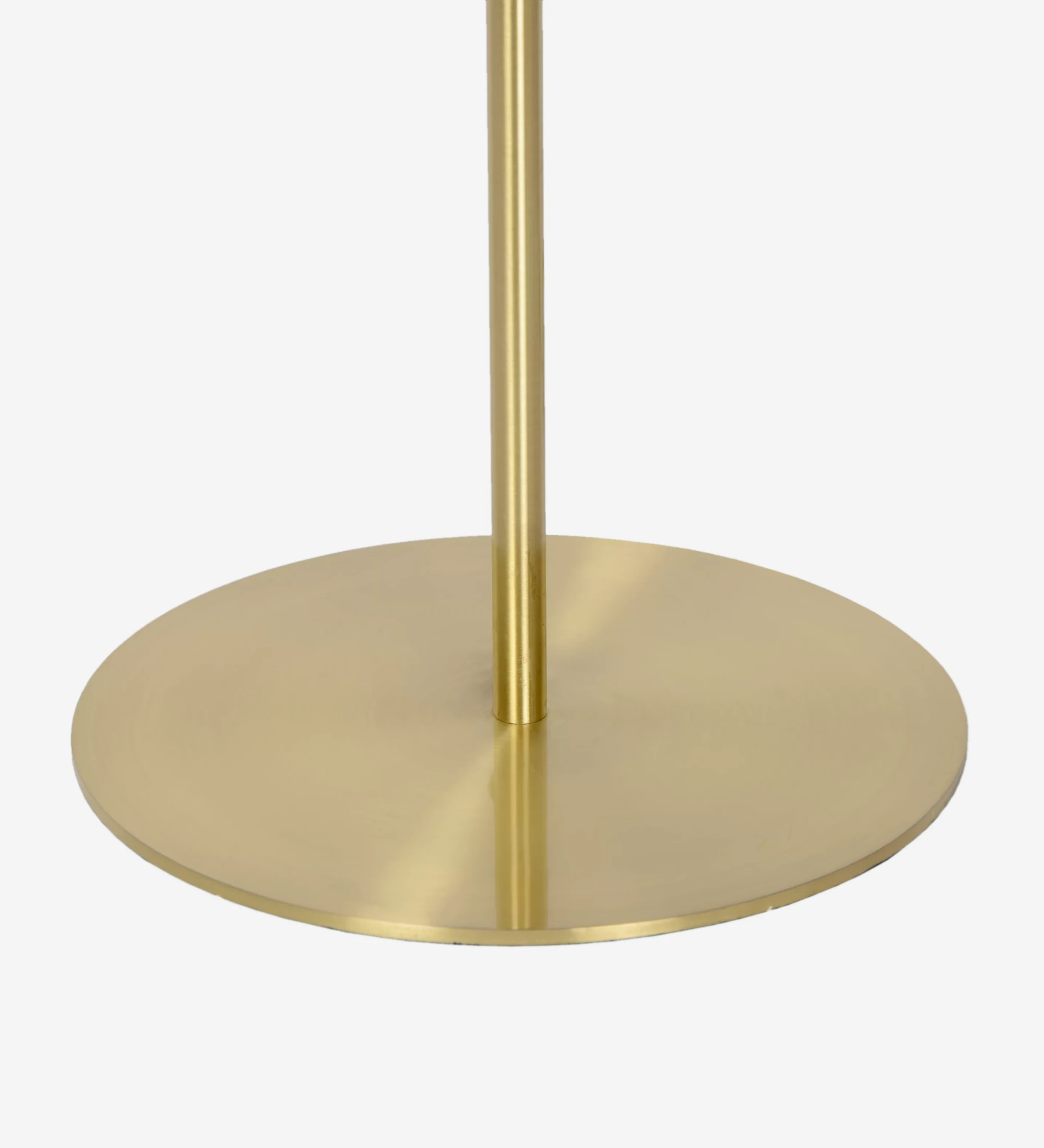 Floor lamp in matte gold steel and smoky glass diffusers.