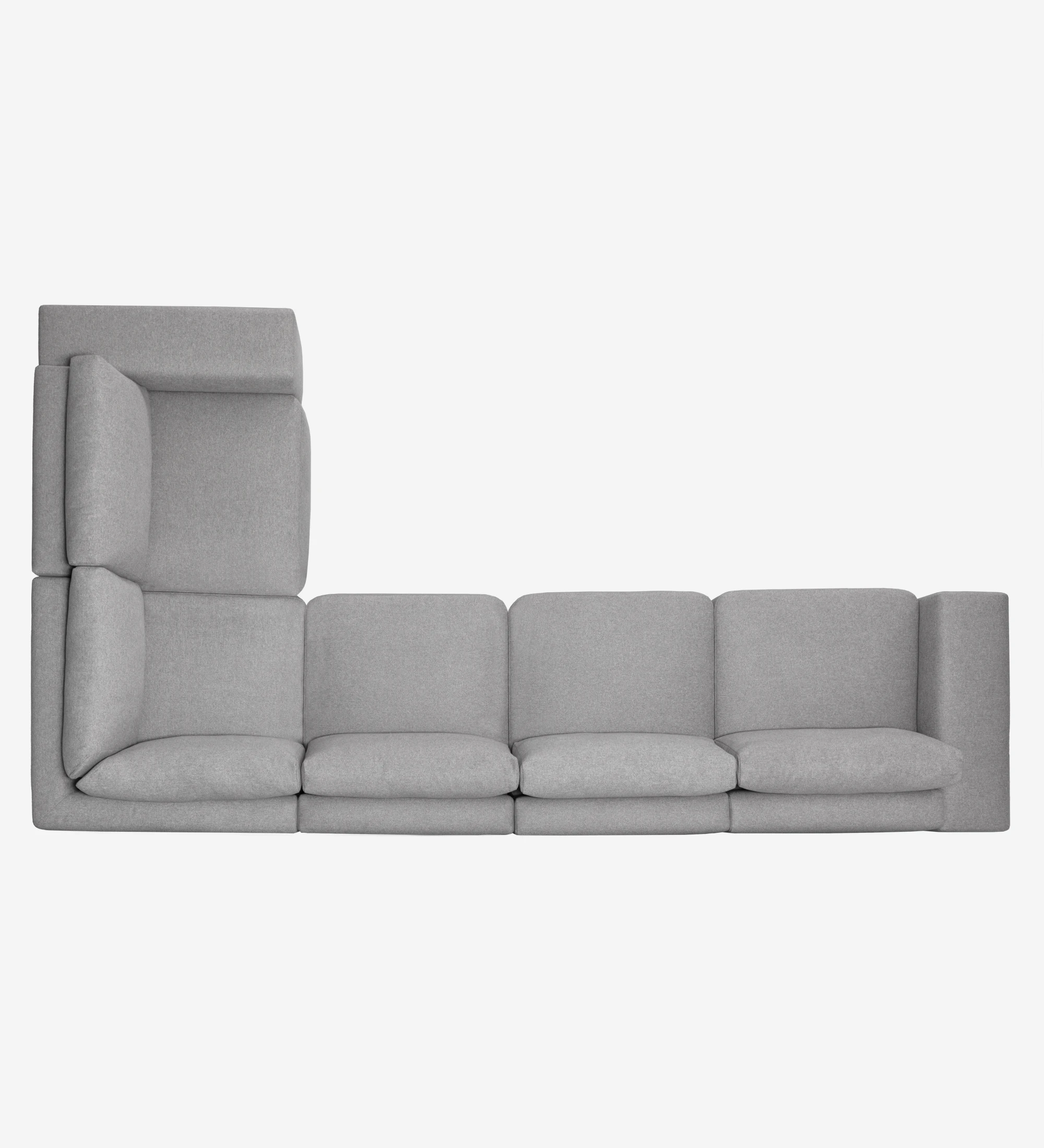 Paris corner sofa 3+1 seats, upholstered in gray fabric, 374 x 214 cm.