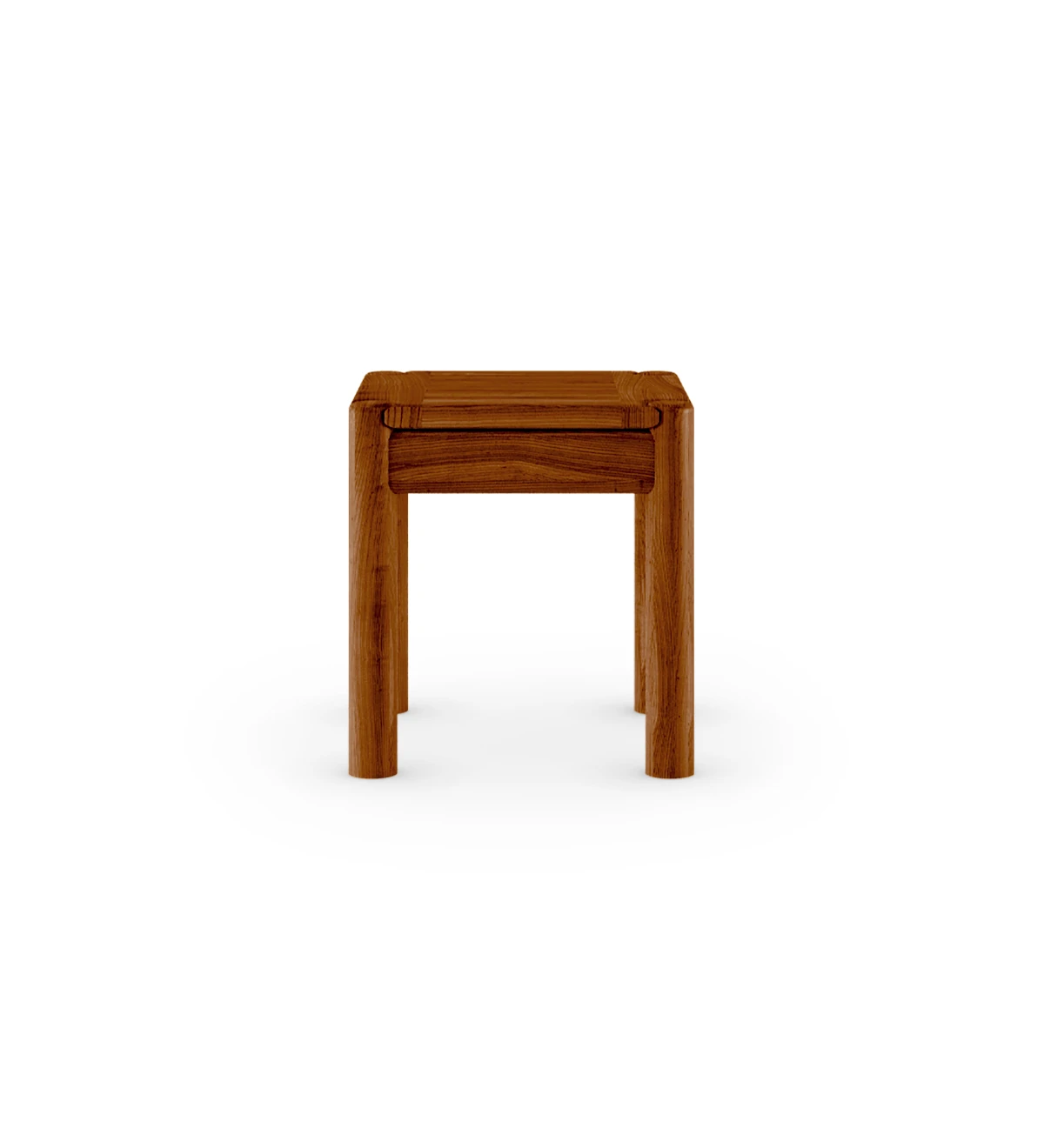 Table d'appoint carrée en bois naturel couleur miel.