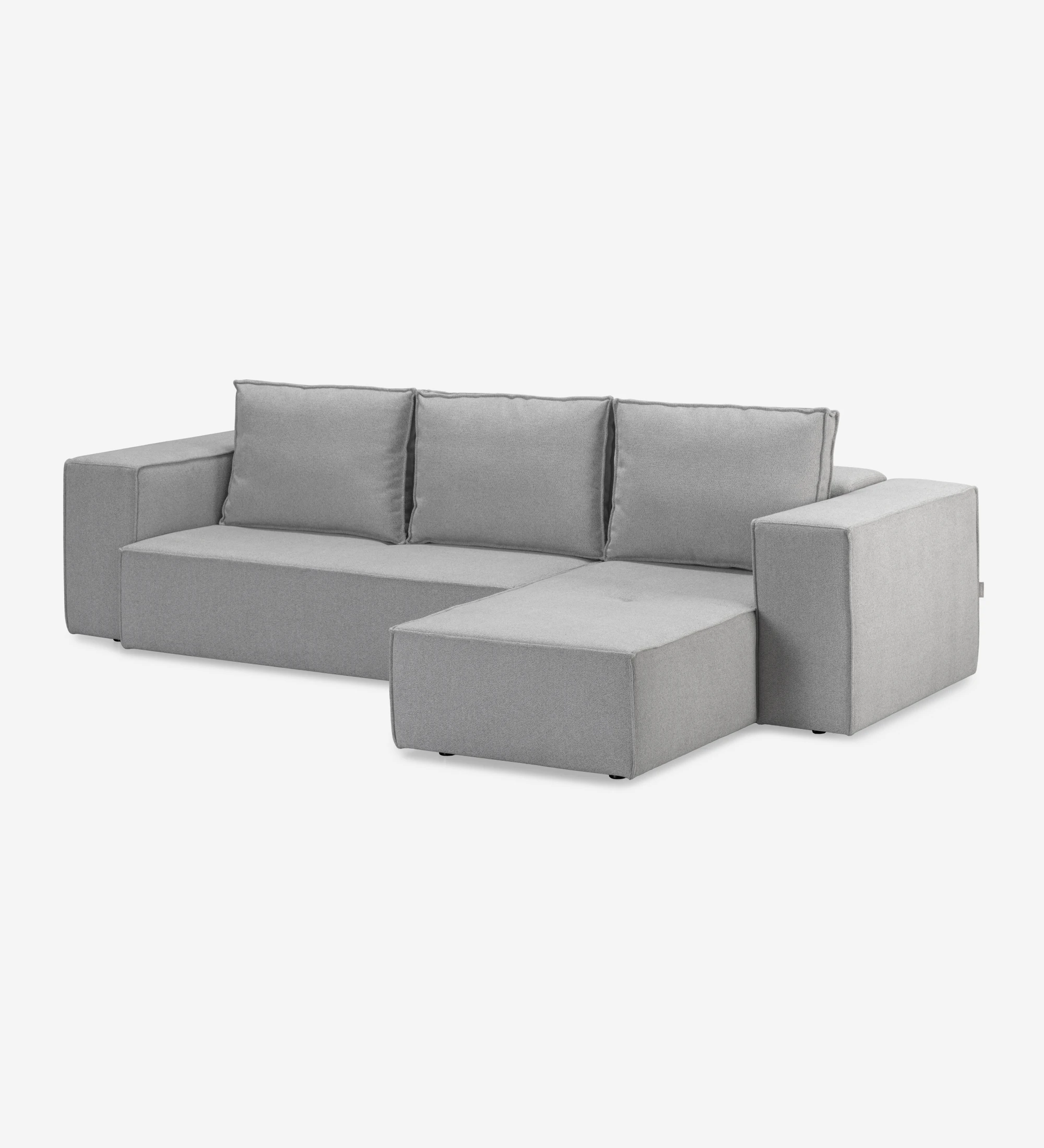Rio 2-seater sofa and right chaise longue, upholstered in gray fabric, 303 cm.