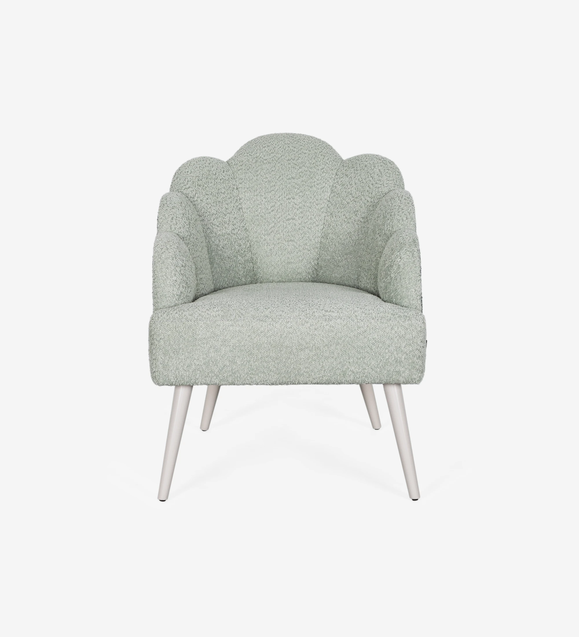 Lisboa armchair upholstered in water green fabric, pearl lacquered feet.