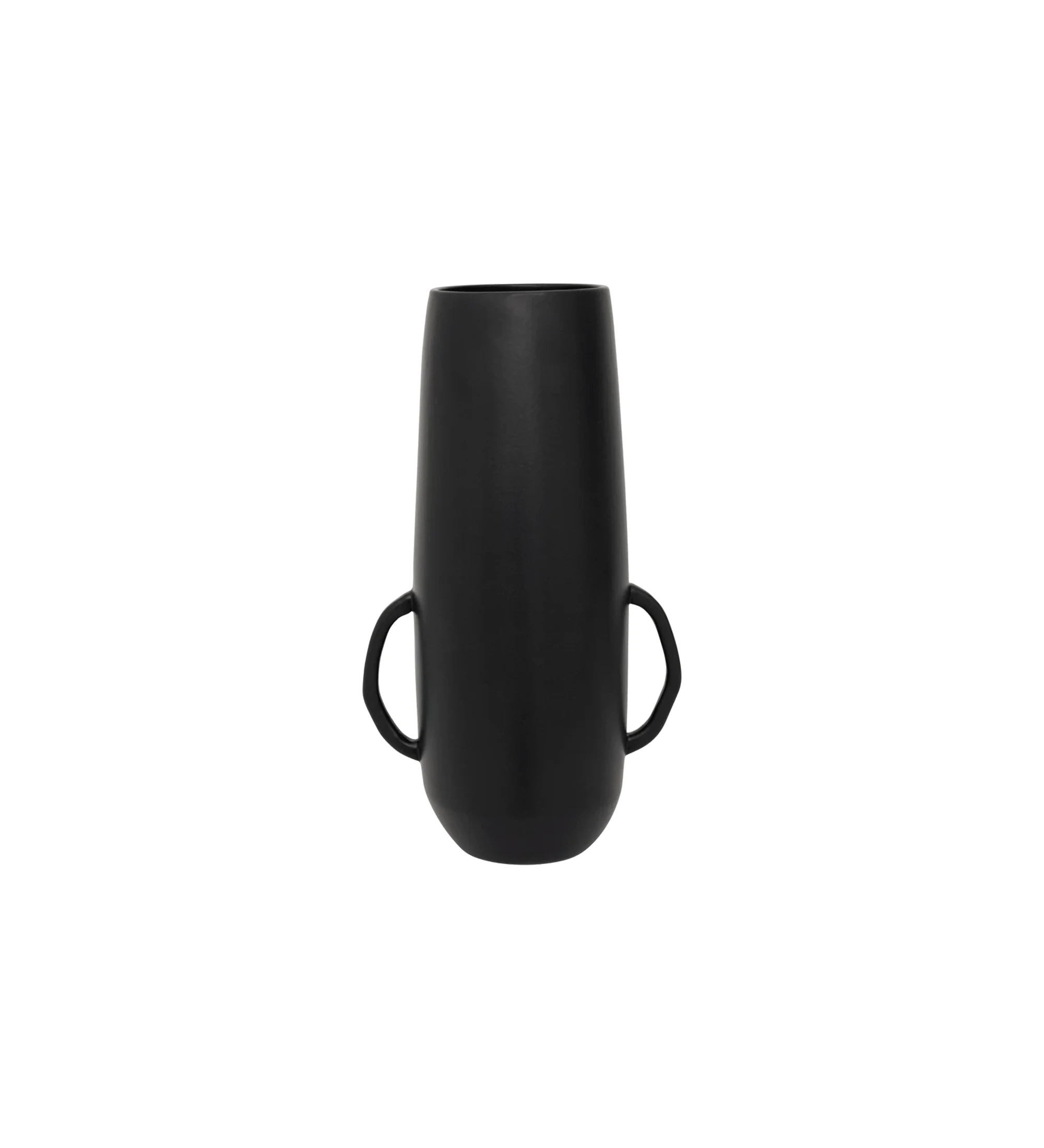 Handmade vase with ceramic structure in matte black and with an organic and intuitive design.